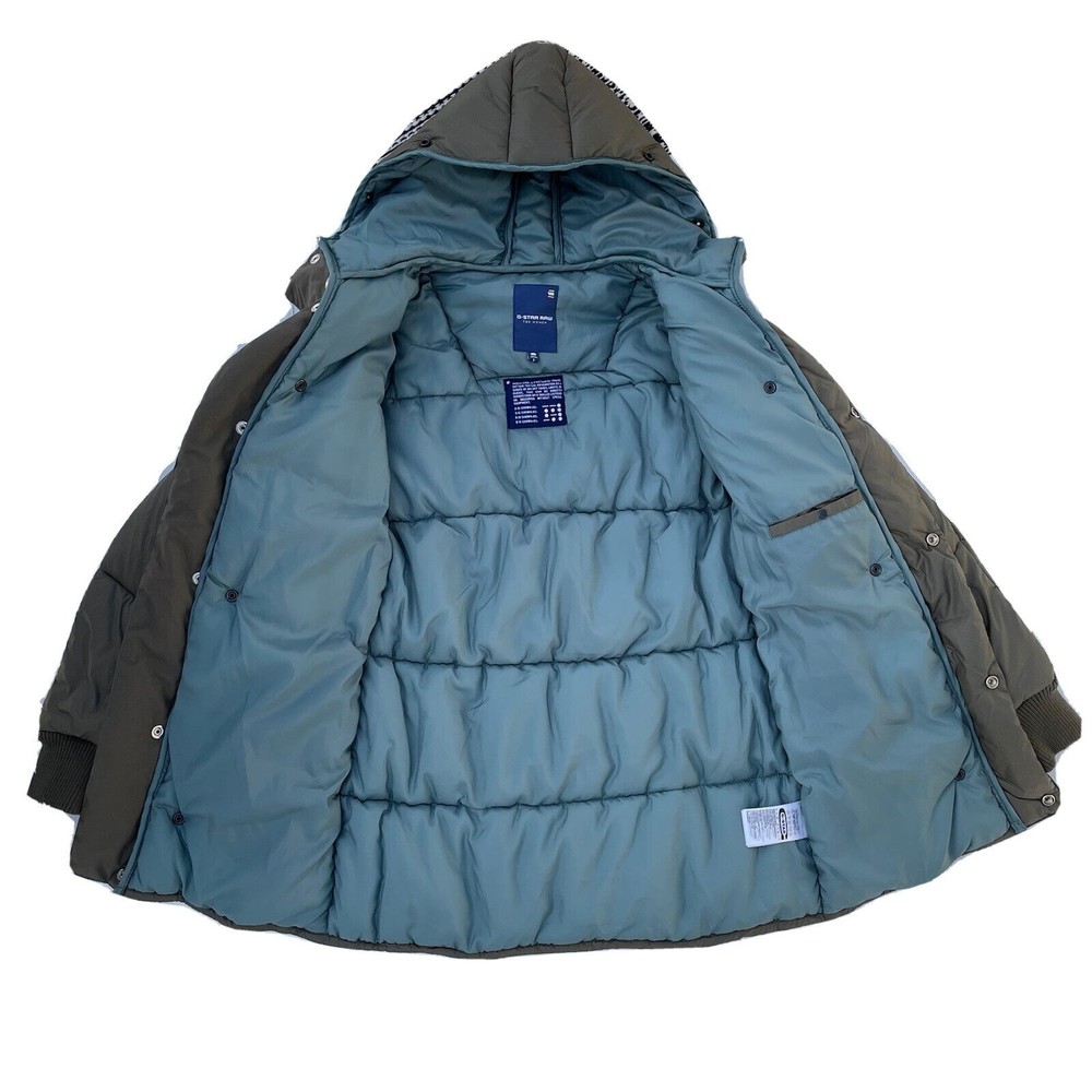 G-Star Khaki Hooded Puffer Coat - Picture 3 of 12